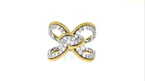 1.00 ct. t.w. Diamond Knot Ring in Sterling Silver with 14kt Yellow Gold