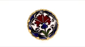 Hand-Painted Ceramic Floral Ring in 18kt Gold Over Sterling