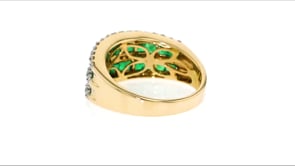 1.50 ct. t.w. Emerald and .73 ct. t.w. Diamond Multi-Row Dome Ring in 14kt Yellow Gold