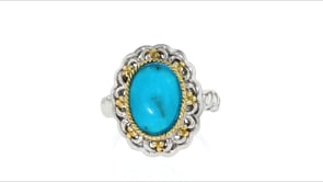 Turquoise Ring in Sterling Silver and 14kt Yellow Gold