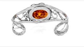 Amber Openwork Cuff Bracelet in Sterling Silver