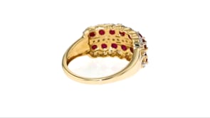 1.70 ct. t.w. Ruby and .39 ct. t.w. Diamond Multi-Row Ring in 14kt Yellow Gold