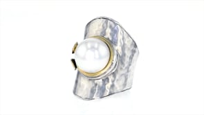 11-12mm Cultured Pearl Ring in Sterling Silver and 14kt Yellow Gold