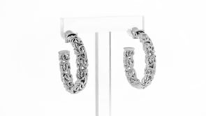 Sterling Silver Byzantine C-Hoop Earrings. 1 18