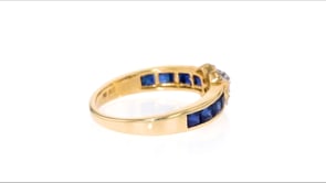 1.20 ct. t.w. Sapphire X Ring with Diamond Accents in 14kt Yellow Gold