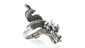 Sterling Silver Dragon Wrap Ring with CZ Accents