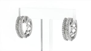 1.00 ct. t.w. Baguette and Round Diamond Hoop Earrings in Sterling Silver. 12