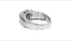 1.00 Carat Simulated Sapphire and .75 ct. t.w. CZ Ring in Sterling Silver