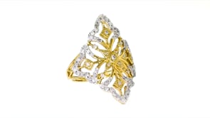 50 ct. t.w. Diamond Openwork Floral Ring in 18kt Gold Over Sterling