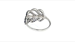 90 ct. t.w. Sapphire and .10 ct. t.w. Diamond Leaf Ring in 14kt White Gold
