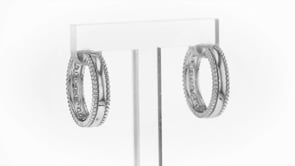 1.00 ct. t.w. Diamond Beaded Hoop Earrings in Sterling Silver. 34