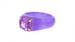 3.00 Carat Amethyst and Lavender Jade Ring with 14kt Yellow Gold