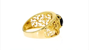 Italian 30.00 Carat Garnet Floral Ring in 14kt Yellow Gold