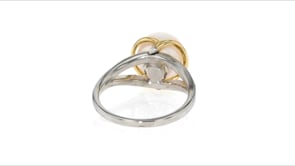 9.5-10mm Cultured Pearl and .13 ct. t.w. Diamond Ring in Sterling Silver and 14kt Yellow Gold