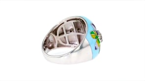 10 ct. t.w. White Topaz and Multicolored Enamel Critter Ring in Sterling Silver