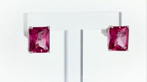 10.00 ct. t.w. Pink Topaz Stud Earrings in 14kt White Gold