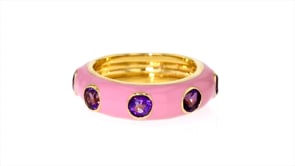 1.50 ct. t.w. Amethyst and Pink Enamel Ring in 18kt Gold Over Sterling