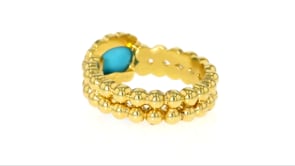 Italian Turquoise Double-Row Beaded Ring in 18kt Gold Over Sterling