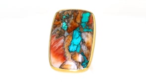 Mosaic Kingman Turquoise Ring in 18kt Gold Over Sterling
