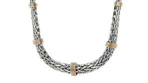 Sterling Silver and 14kt Yellow Gold Wheat-Link Necklace