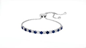 1.30 ct. t.w. Sapphire and .20 ct. t.w. Diamond Bolo Bracelet in Sterling Silver