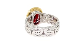 3.40 Carat Garnet Ring in Sterling Silver and 14kt Yellow Gold