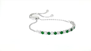 1.20 ct. t.w. Emerald and .20 ct. t.w. Diamond Bolo Bracelet in Sterling Silver