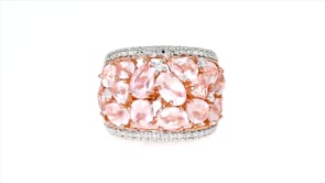 5.95 ct. t.w. Rose Quartz Dome Ring with Diamonds in Rose Sterling Silver