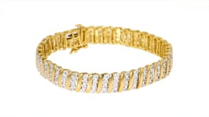 1.00 ct. t.w. Diamond Link Bracelet in 14kt Yellow Gold Over Sterling Silver