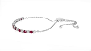 1.30 ct. t.w. Ruby and .20 ct. t.w. Diamond Bolo Bracelet in Sterling Silver