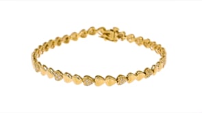 25 ct. t.w. Pave Diamond Heart Bracelet in 18kt Gold Over Sterling