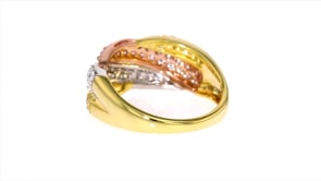 1.00 ct. t.w. Diamond Wavy Crisscross Ring in Sterling Silver and 18kt Multitone Gold Over Sterling