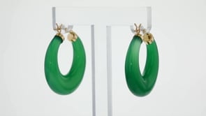 Green Agate Hoop Earrings in 14kt Yellow Gold. 1 18