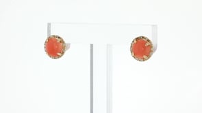 Coral and Diamond-Accented Stud Earrings in 14kt Yellow Gold