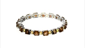 18.00 ct. t.w. Smoky Quartz and 3.70 Citrine Tennis Bracelet in Sterling Silver
