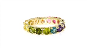 3.00 ct. t.w. Multicolored CZ Eternity Band in 18kt Gold Over Sterling