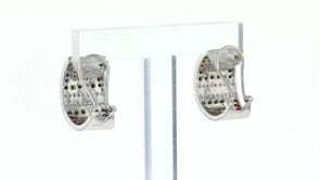 1.49 ct. t.w. Multicolored Diamond J-Hoop Earrings in 14kt White Gold