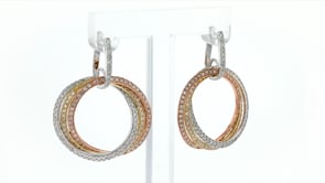 2.25 ct. t.w. Diamond Interlocking-Circle Drop Earrings in 14kt Tri-Colored Gold