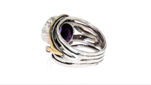 4.00 Carat Amethyst Ring in Sterling Silver and 14kt Yellow Gold