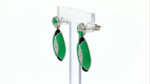 30 ct. t.w. White Topaz Drop Earrings with Black and Green Enamel in Sterling Silver