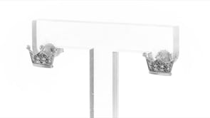 Diamond-Accented Crown Earrings in 14kt White Gold