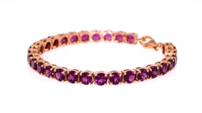 17.00 ct. t.w. Rhodolite Garnet Tennis Bracelet in 18kt Rose Gold Over Sterling