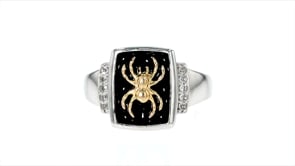 10 ct. t.w. White Topaz and Black Enamel Spider Ring in Two-Tone Sterling Silver