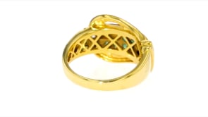 1.00 ct. t.w. Emerald Buckle Ring in 18kt Gold Over Sterling