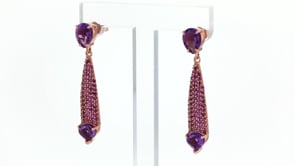 3.30 ct. t.w. Amethyst and 1.40 ct. t.w. Rhodolite Garnet Drop Earrings in 18kt Rose Gold Over Sterling