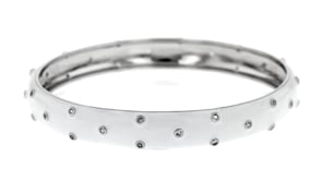 30 ct. t.w. White Topaz and White Enamel Polka Dot Bangle Bracelet in Sterling Silver