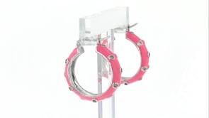30 ct. t.w. White Topaz and Coral Enamel Hoop Earrings in Sterling Silver