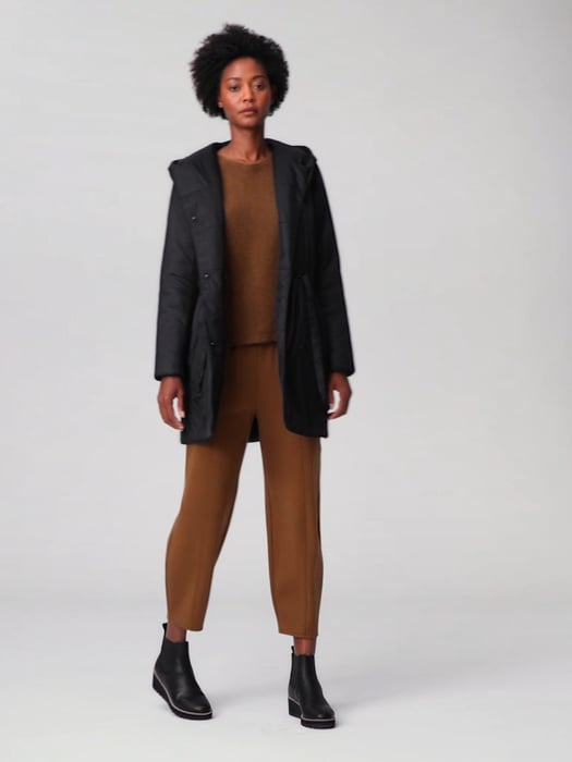 Eggshell Recycled Nylon Hooded Coat | EILEEN FISHER Eggshell Recycled Nylon Hooded Coat | EILEEN FISHER