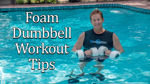 Circuit routine of travel exercises with water weights water filled  dumbbells