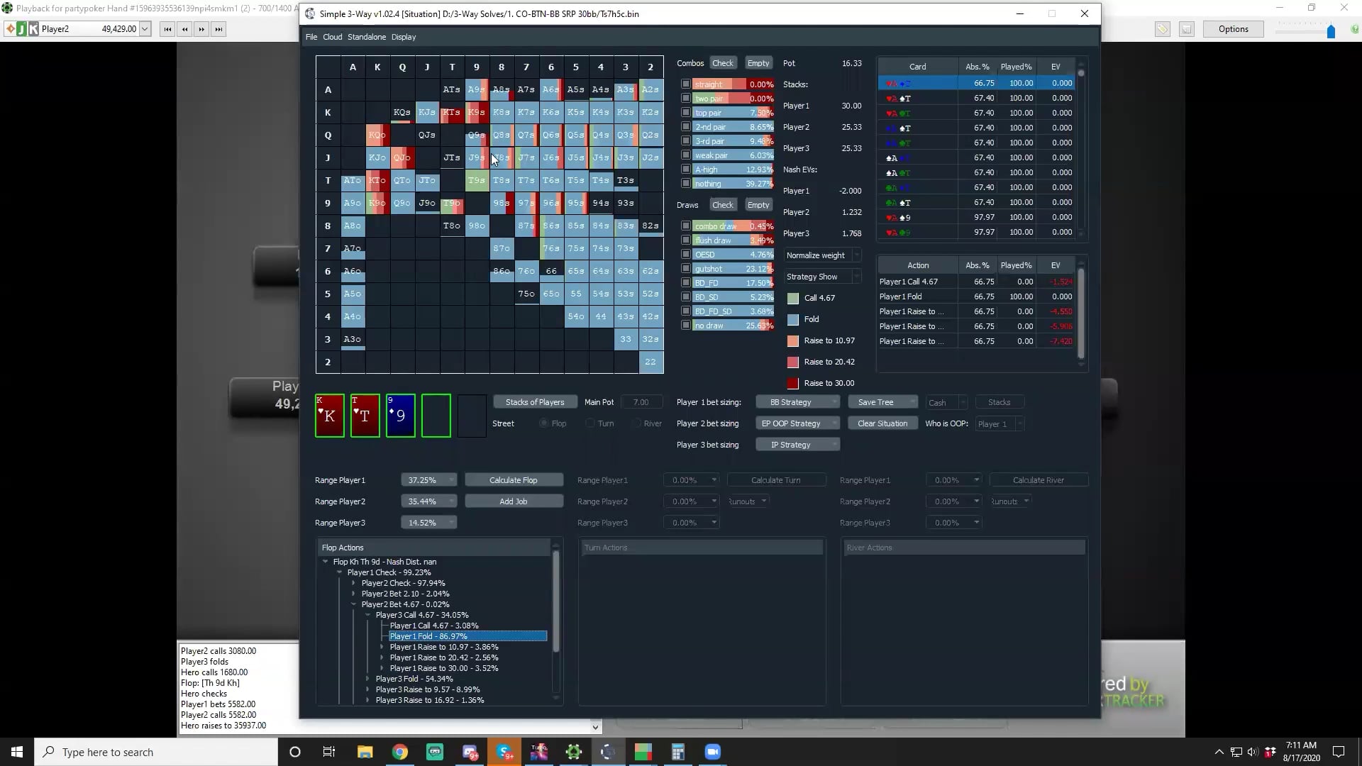 3way Solve (KT9ss) + 10k Hand History Review
